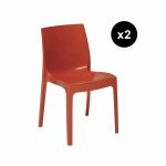 Lot de 2 chaises design rouge laquee lady