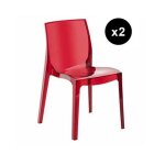 Lot de 2 chaises design rouge transparent lady