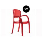 Lot de 2 chaises design rouge transparente victor Lot de 2 chaises design rouge transparente victor