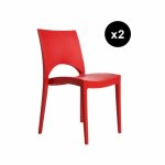 Lot de 2 chaises design rouge venise Lot de 2 chaises design rouge venise