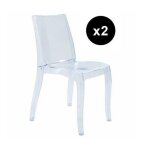 Lot de 2 chaises design transparente athenes