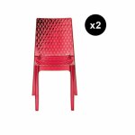 Lot de 2 chaises design transparente rouge delphes Lot de 2 chaises design transparente rouge delphes