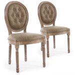 Lot de 2 chaises mdaillon capitonnes bois patin taupe vinci