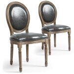 Lot de 2 chaises médaillon simili (p. u) gris regal Lot de 2 chaises médaillon simili (p. u) gris regal