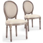 Lot de 2 chaises mdaillon tissu beige versailles