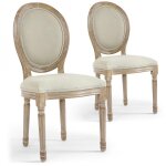 Lot de 2 chaises médaillon tissu marron et beige versailles Lot de 2 chaises médaillon tissu marron et beige versailles