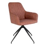 Lots de 2 chaise de salle � manger harbo avec pivot cuir pu, marron vintage, pieds noirs