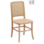 Lot de 2 chaises de salle a manger scandinave en bois massif beige