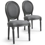 Lot de 2 chaises de style mdaillon louis xvi gris tissu gris