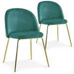 Lot de 2 chaises en velours vert et piètement or broh Lot de 2 chaises en velours vert et piètement or broh