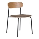 Lots de 2 estepona chaises de salle  manger dossier en bois de frne assise marron avec pieds noirs