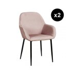 Lot de 2 fauteuils giulia rose velours c�tel�