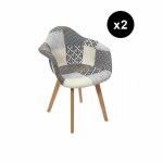 Lot de 2 fauteuils patchwork gris