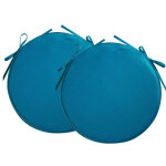 Lot de 2 galettes de chaise en coton enduit panga - bleu paon