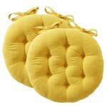 Lot de 2 galettes de chaise seizo capitonnée ronde - jaune Lot de 2 galettes de chaise seizo capitonnée ronde - jaune