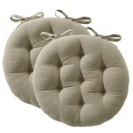 Lot de 2 galettes de chaise seizo capitonnée ronde - marron taupe Lot de 2 galettes de chaise seizo capitonnée ronde - marron taupe