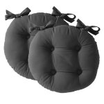 Lot de 2 galettes ronde de chaise, gris anthracite
