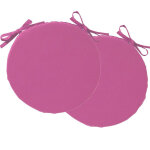 Lot de 2 galettes rondes unies pour ext�rieur - rose framboise