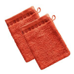 Lot de 2 gants de toilette en coton 450g / m� ep. servoptique orange terracotta