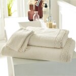 Lot de 2 gants de toilette en coton blanc cru vahina