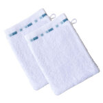 Lot de 2 gants de toilette en coton blanc - mosaiqua