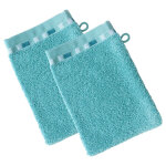 Lot de 2 gants de toilette en coton bleu aqua - mosaiqua