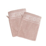 Lot de 2 gants de toilette en coton bysantine rose