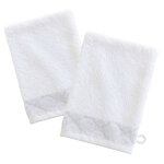 Lot de 2 gants de toilette coton cercle blanc