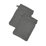 Lot de 2 gants de toilette coton d'egypte gris granit en coton
