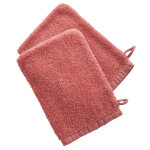 Lot de 2 gants de toilette en coton vahina - bois de rose Lot de 2 gants de toilette en coton vahina - bois de rose