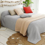 Lot de 2 housses de coussin coton nid d'abeille feroe gris perle