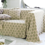 Lot de 2 housses de coussin imprim�es coton tiss� jacquard jc. empreinte vert menthe