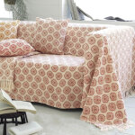 Lot de 2 housses de coussin imprim�es coton tissu jacquard jc. empreinte rose poudr�
