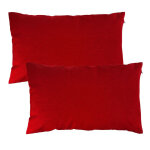 Lot de 2 housses de coussin unies rectangulaires - rouge