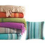 Lot de 2 housses oreiller rayes en coton - bleu