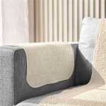 Lot de 2 prot�ges accoudoir tissu bouclette sherpa - blanc �cru