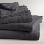 Lot de 2 serviettes invit� coton 600 gm� anthracite tertio ;