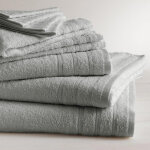 Lot de 2 serviettes invit� en coton 600 gm� tertio ; - gris perle