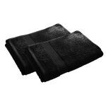 Lot de 2 serviettes de toilette coton pr�lav� 420 g / m� claire - noir