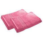 Lot de 2 serviettes de toilette coton pr�lav� 420 g / m� claire - rose