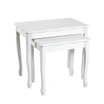 Lot de 2 tables d'appoint structure en bois massif laqu et plateaux laqu blanc