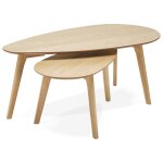 Lot de 2 tables basses gigognes beige en chêne muse Lot de 2 tables basses gigognes beige en chêne muse