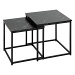 Lot de 2 tables basses jones effet marbre noir Lot de 2 tables basses jones effet marbre noir