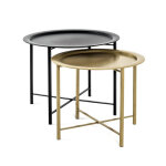 Lot de 2 tables basses métal noir et or Lot de 2 tables basses métal noir et or