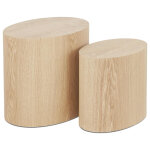 Lot de 2 tables basses ovales beiges carl Lot de 2 tables basses ovales beiges carl