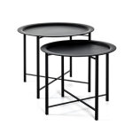 Lot de 2 tables basse structure en tube d'acier laqué noir Lot de 2 tables basse structure en tube d'acier laqué noir