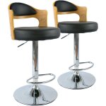 Lot de 2 tabourets de bar chne clair et noir isabella
