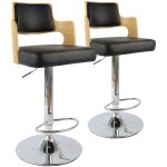 Lot de 2 tabourets de bar chne clair et noir kenza