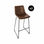 Lot de 2 tabourets de bar marron