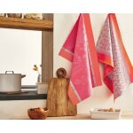 Lot de 2 torchons assortis en jacquard jardin d'ete feuillage - fuchsia